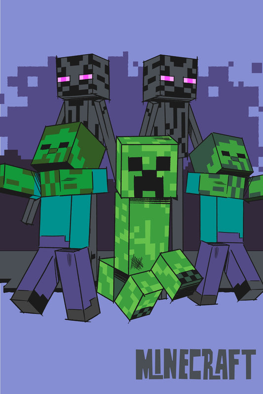 Minecraft Fleece-Decke 100x150 cm Kuscheldecke aus 100 % Polyester, Weich & Warm