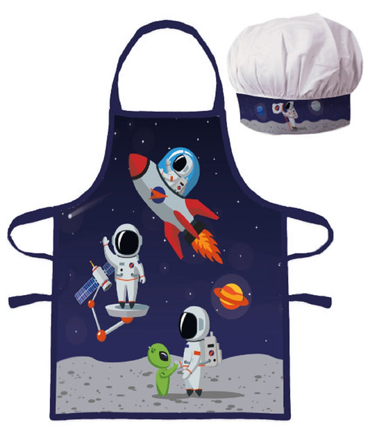Astronaut Kinder Küchenset – Schürze und Mütze für kreativen Spaß in der Küche