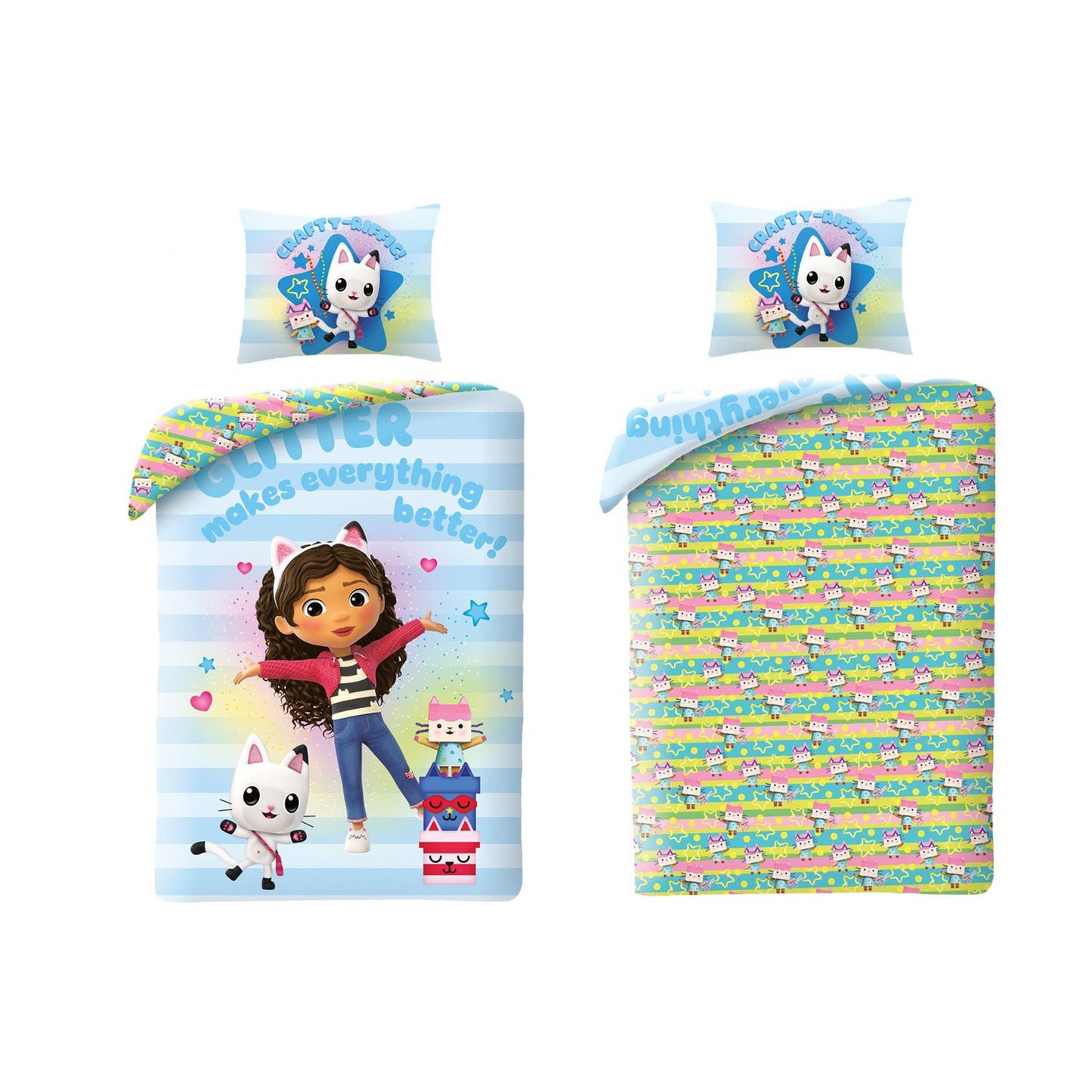 Gabby's Dollhouse Bettwäsche-Set – 140x200 cm Bettbezug und 60x70 cm Kissenbezug aus 100% Polyester