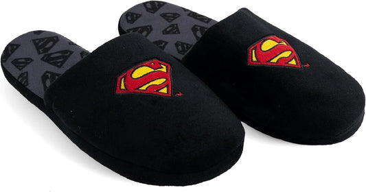 Superman Pantoffeln für Damen und Herren – Bequeme Hausschuhe in Schwarz