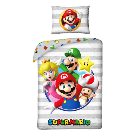 Super Mario Bettbezug 140x200 cm + Kissenbezug 60x70 cm – Hautfreundliche Bettwäsche für Kinder