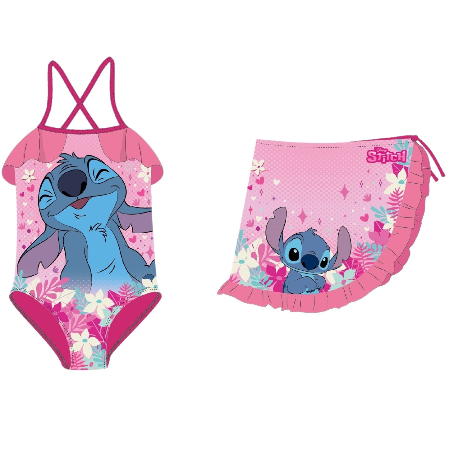 Lilo & Stitch Kinder Badeanzug mit Sarong Badebekleidung
