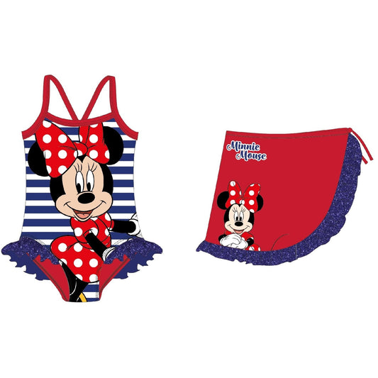 Disney Minnie Mouse Kinder Badeanzug mit Sarong Badebekleidung