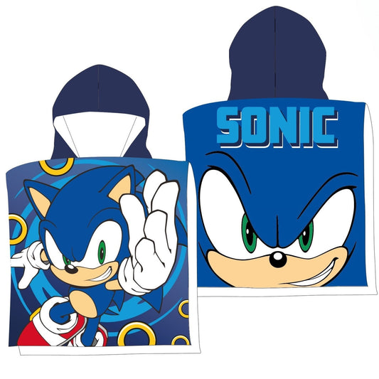 Sonic Kinder-Poncho 100 x 50 cm – Mikrofaser Handtuchponcho