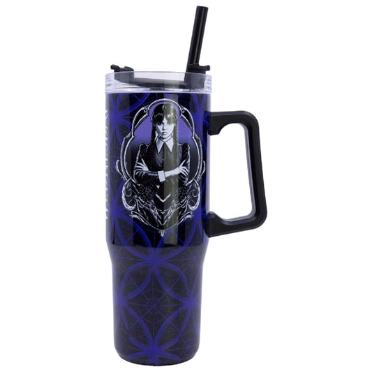 Wednesday Isolierter Trinkflasche Thermobecher für unterwegs – 940 ml, mit Strohhalm