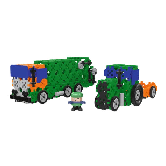 Connect 2in1 Bausatz Müllwagen oder Traktor – Kreativspielzeug aus 190 Bausteinen für Kinder ab 5 Jahren