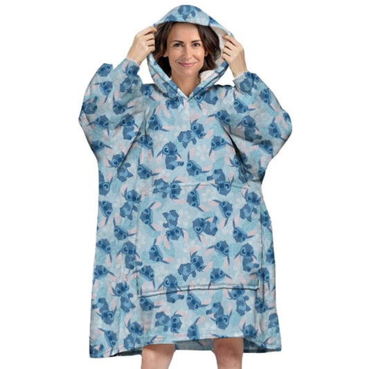 Lilo & Stitch Hoodie-Decke für Eerwachsene – Kuscheliger Überwurf aus Coral Fleece Onesize