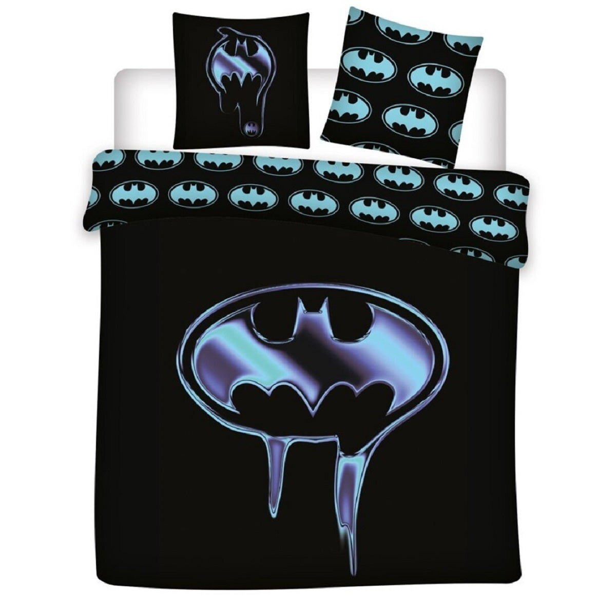 Batman 3-teiliges Bettwäsche-Set – 1x Deckenbezug (240x220) & 2x Kissenbezug (65x65 cm) aus Polycotton