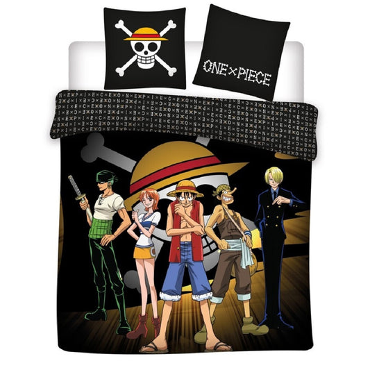 One Piece 3-teiliges Bettwäsche-Set – Decken- und Kissenbezug 240x220 + 65x65 cm aus Polycotton