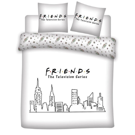 Friends Doppelbettwäsche Set – 1x Deckenbezug 240x220 cm & 2x Kissenbezüge 63x63 cm aus Mikrofaser