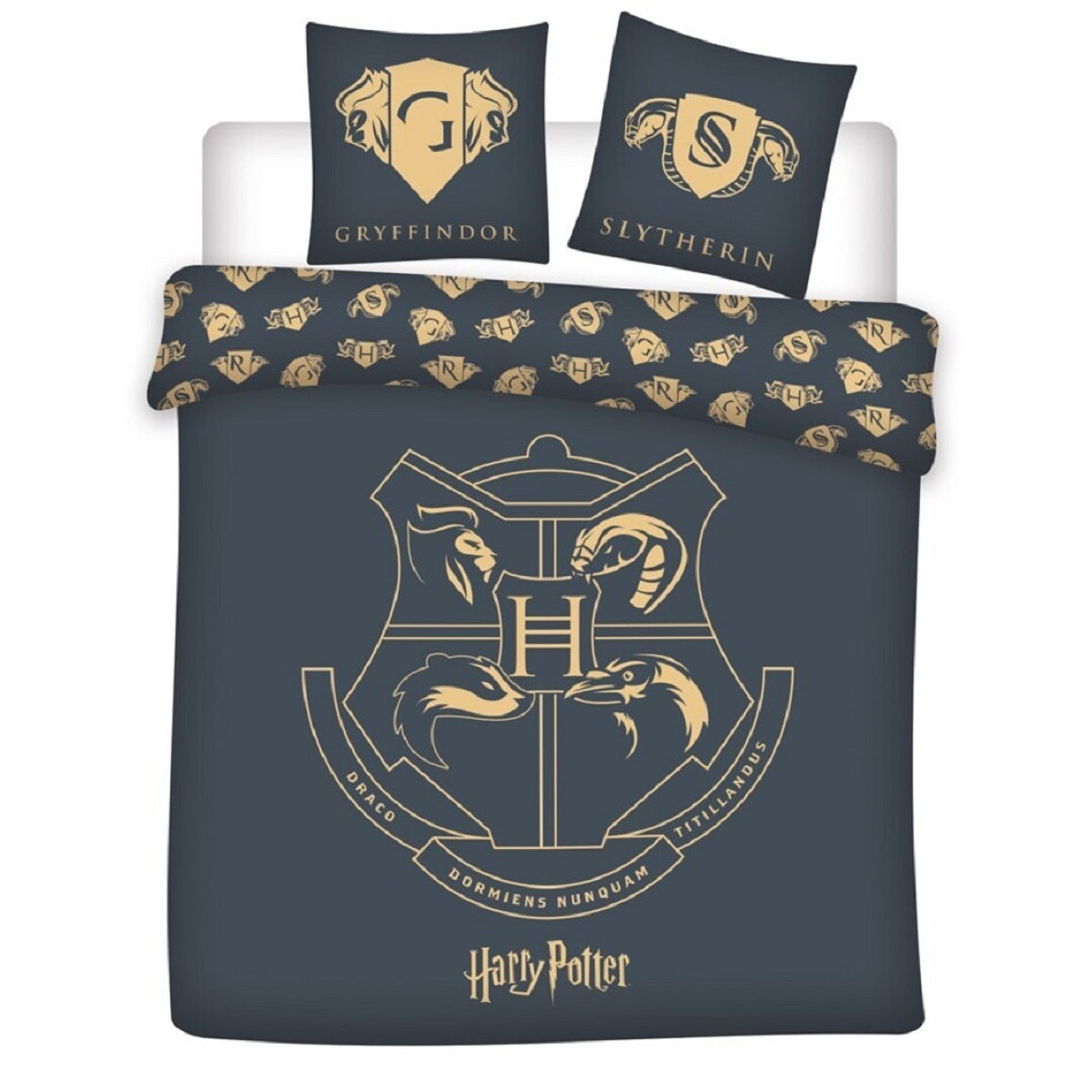 Harry Potter Doppelbettwäsche Set – 1x Deckenbezug 240x220 cm & 2x Kissenbezüge 63x63 cm aus Polyester