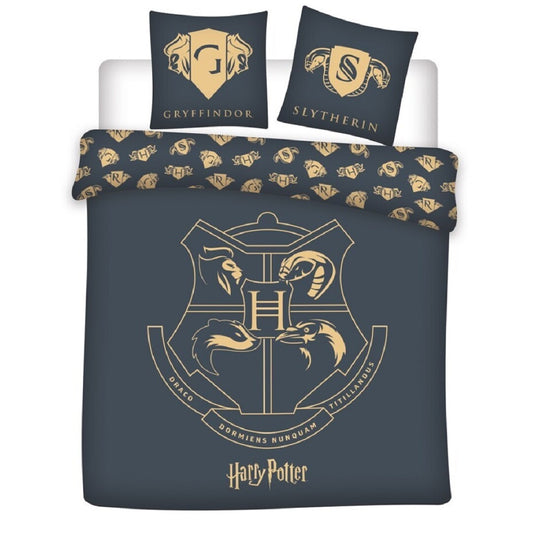 Harry Potter Doppelbettwäsche Set – 1x Deckenbezug 240x220 cm & 2x Kissenbezüge 63x63 cm aus Polyester