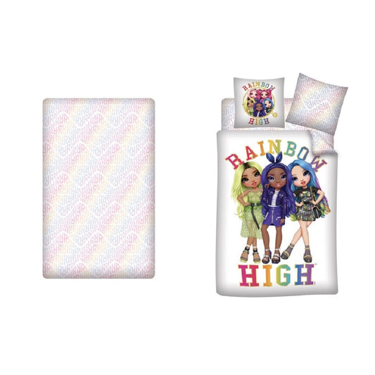 Rainbow High – Bettwäsche-Set mit 1x Bettbezug(140x200cm), 1x Kissenbezug(63x63cm) & 1x Spannbettlaken(90x200cm)
