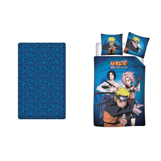 Naruto – Bettwäsche-Set mit 1x Bettbezug(140x200cm), 1x Kissenbezug(63x63cm) & 1x Spannbettlaken(90x200cm)