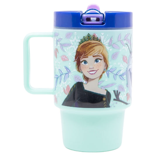 Disney Frozen Becher Mikrowellengeeigneter Kunststoffbecher 530  ml mit Schraubdeckel – Motivbecher für Kinder