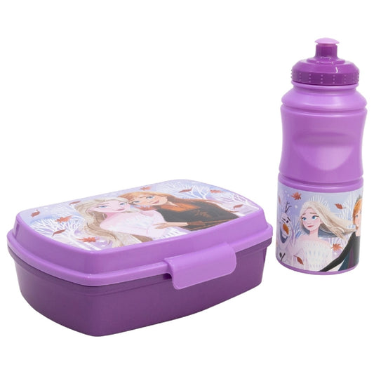 Disney Frozen 2er Set Kinderflasche (380 ml) und Brotdose im Geschenkkarton