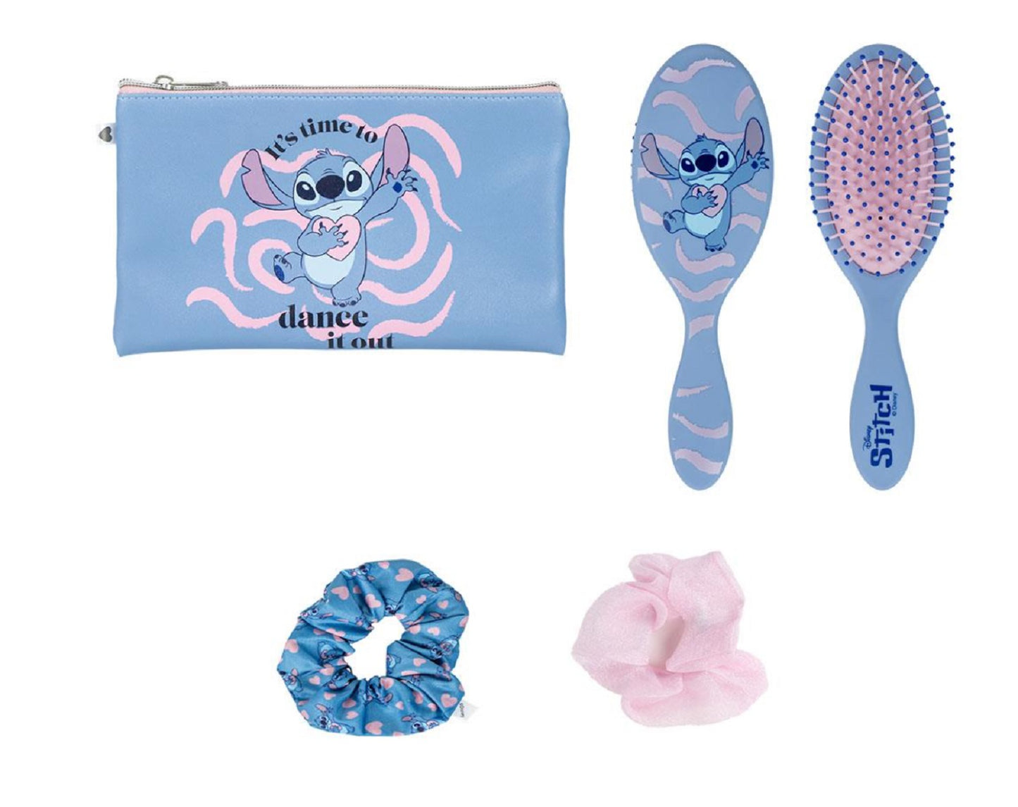 Lilo & Stitch Haarstyling-Set Stitch-Style mit Bürste, Tasche & Scrunchies