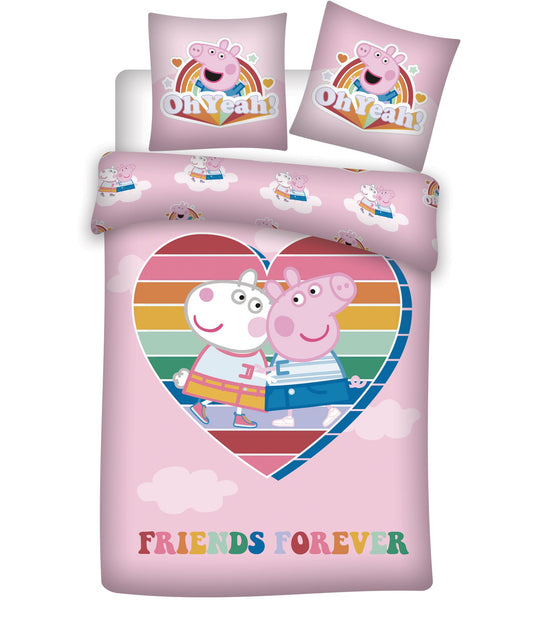 Peppa Pig Kinderbettwäsche Set – Kuscheliger Bettbezug 140x200 cm & Kissenbezug 63x63 cm