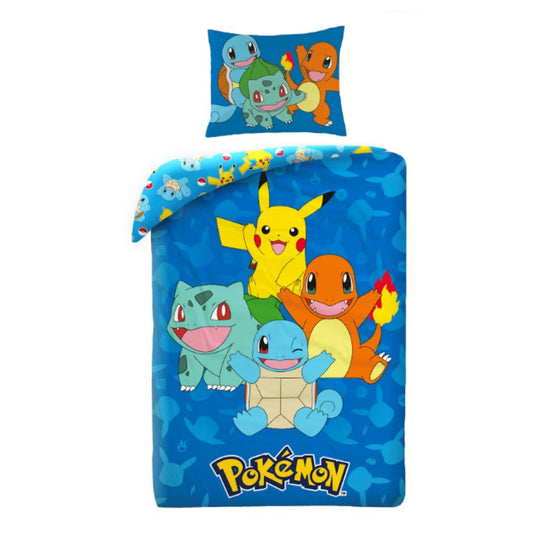 Pokémon Kinder-Bettwäsche – Bettbezug 140x200 cm + Kissenbezug 60x70 cm