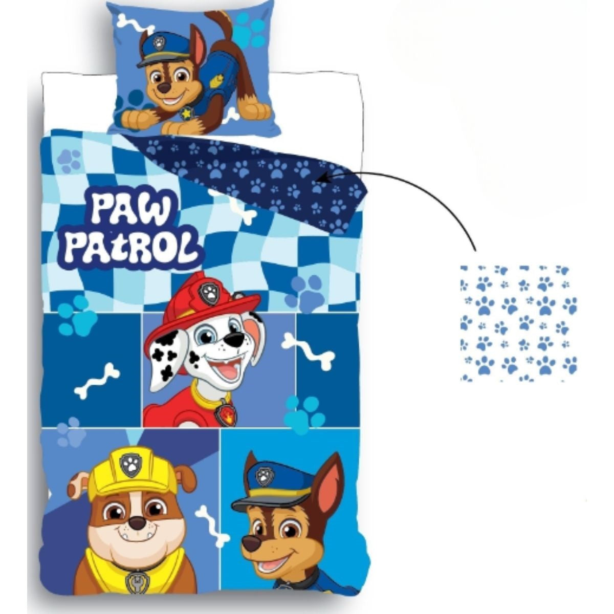 Paw Patrol Bettbezug 135x200 cm & Kopfkissenbezug 80x80 cm – Aus 100% Baumwolle für Kinder