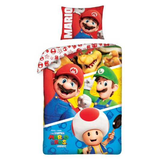Super Mario Bettwäsche-Set – Bettbezug 140x200 cm + Kissenbezug 60x70 cm
