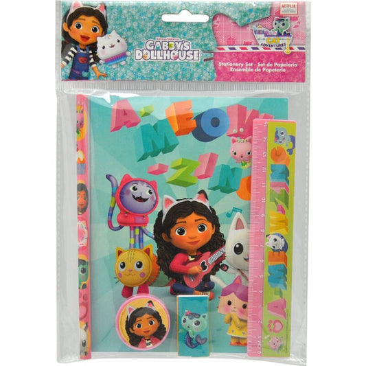 Gabby's Dollhouse Schreibset für Kinder – Notizbuch, Aufkleber, Stift, Radiergummi & Zettelblock
