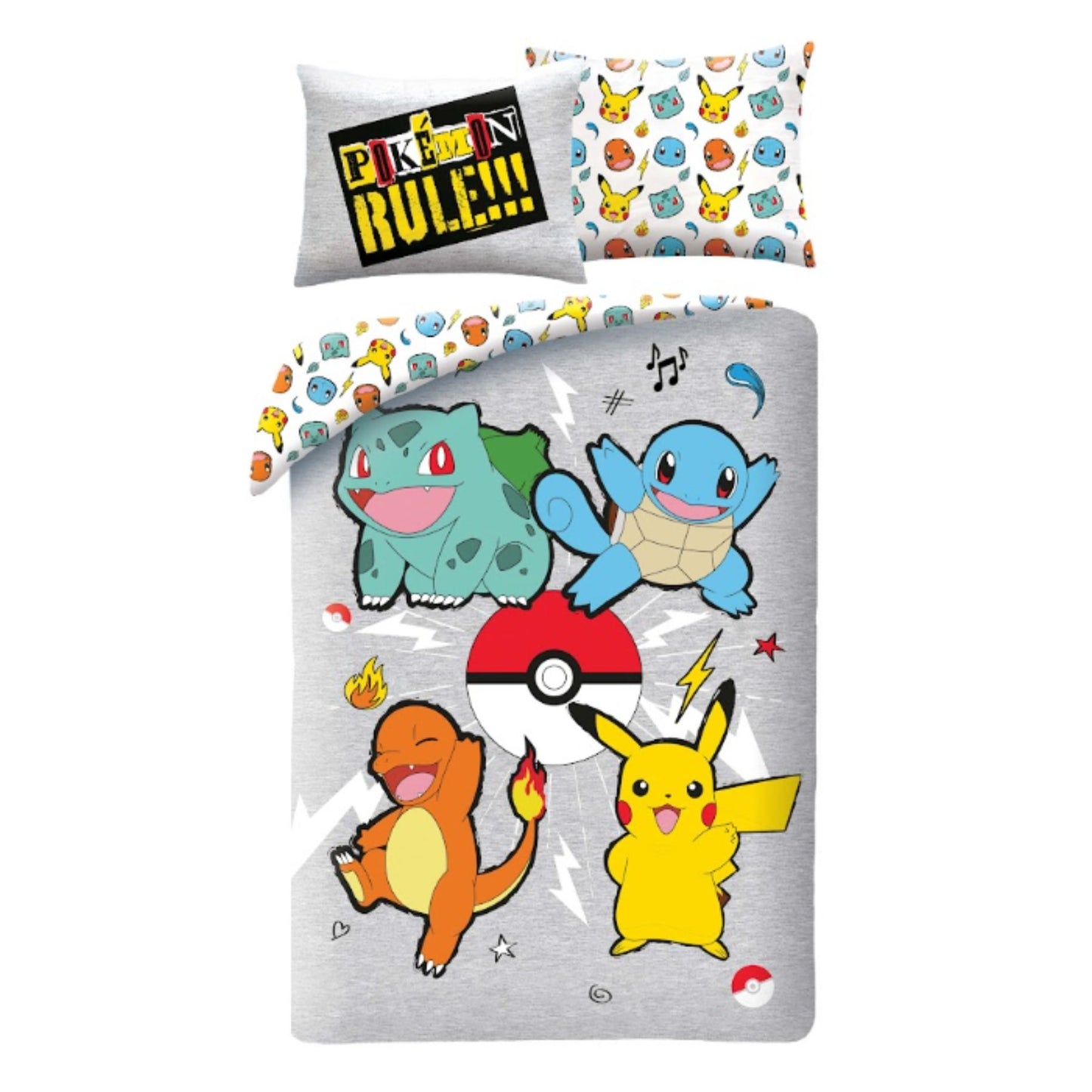 Pokémon Bettwäsche-Set – Bettbezug 140x200 cm + Kissenbezug 60x70 cm für Kinder