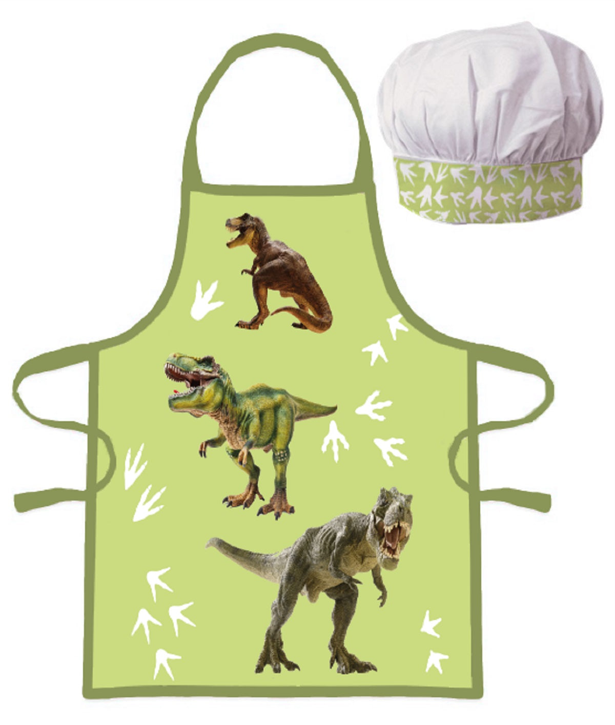 Dino Küchenset für Kinder – Schürze und Mütze für kleine Dino-Fans