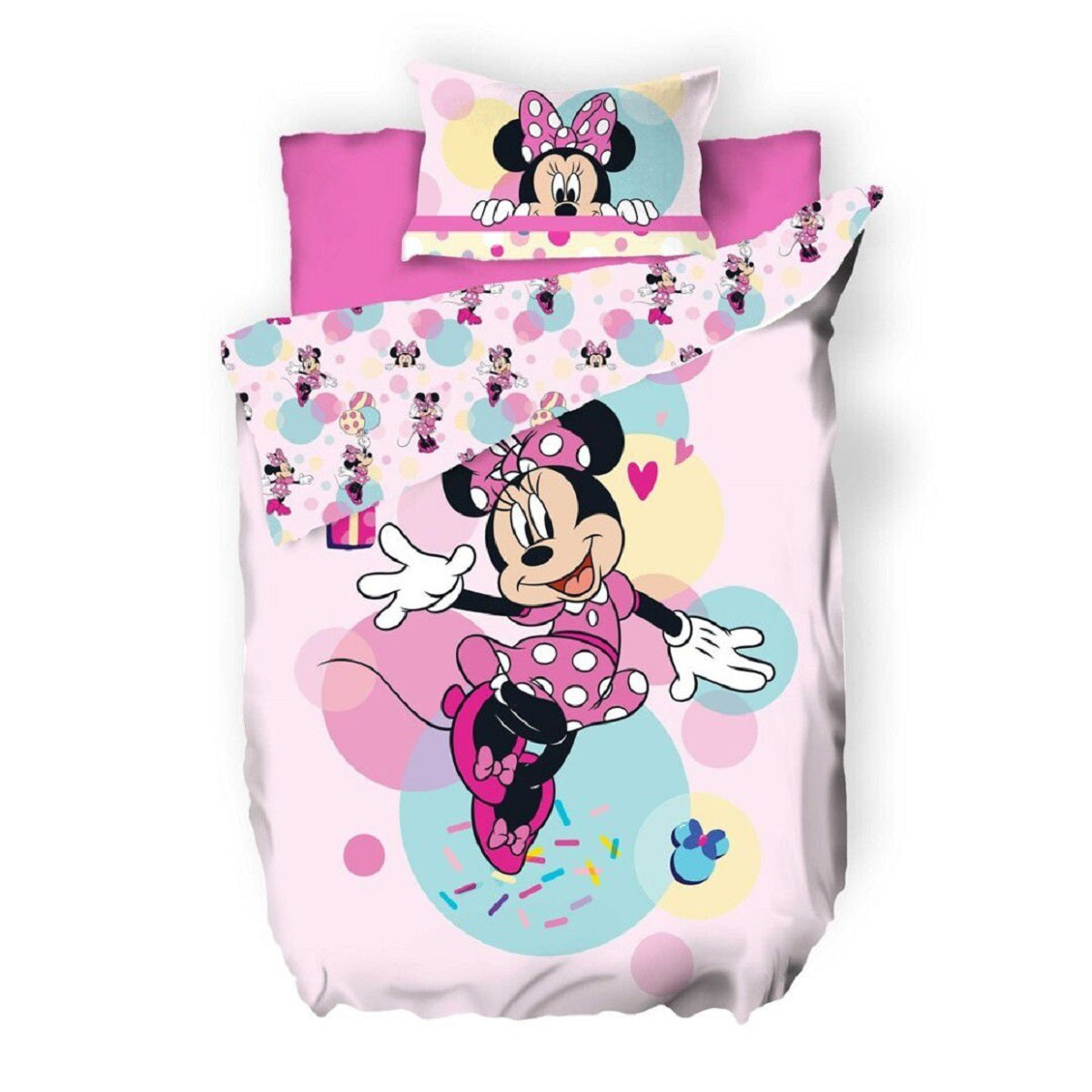 Disney Minnie Maus Kinder-Bettwäsche Set – 140x200 cm Bettbezug & Kissen 65x65 cm