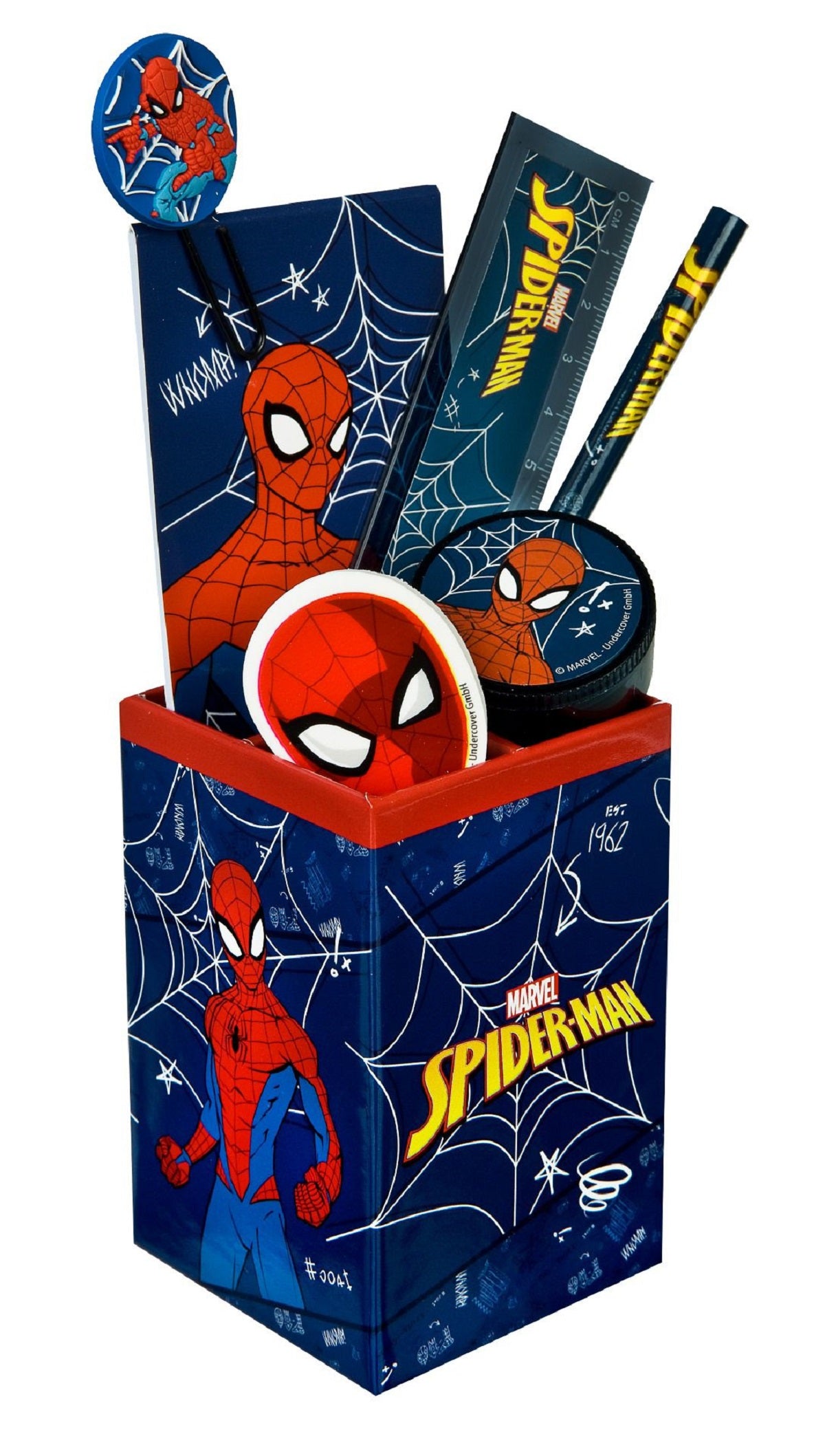 Spiderman Federtasche – Gefüllter Köcher mit Schreibutensilien