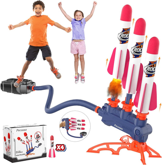 Doppelzweck-Raketenschleuder mit Pedal, Spielzeug für Kinder, Mädchen und Jungen