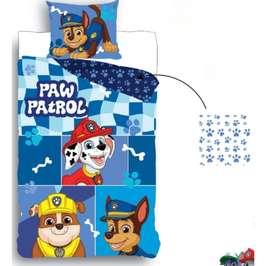 Paw Patrol Bettbezug 135x200 cm & Kopfkissenbezug 80x80 cm – Aus 100% Baumwolle für Kinder