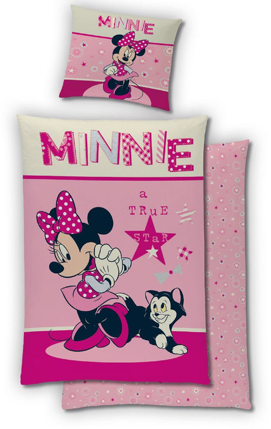 Disney Minnie Maus Bettwäsche Set – Kuscheliger 140cm x 200cm Bettbezug und 65cm x 65cm Kissenbezug für Kinder