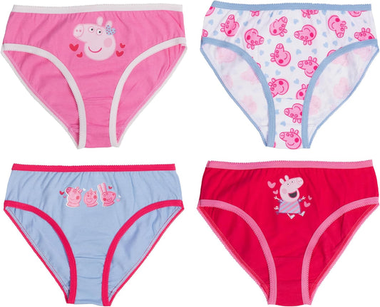 Peppa Pig Unterhose aus Baumwolle für Mädchen – 4er Pack Kinder Slip Unterwäsche Mehrfarbig Bunt