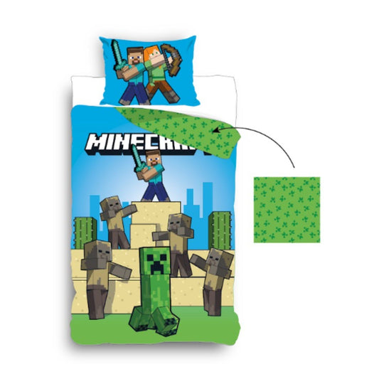 Minecraft Bettwäsche-Set – Kuscheliger Bettbezug 140x200 cm + Kissenbezug 60x70 cm