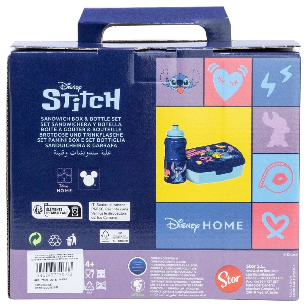Lilo & Stitch Set mit 380 ml Wasserflasche und Brotdose Lunchbox-Set für Kinder