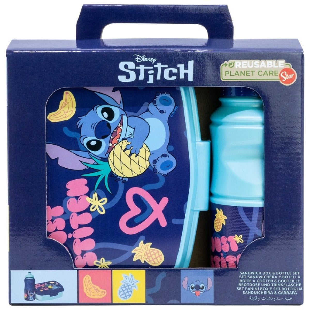 Lilo & Stitch Set mit 380 ml Wasserflasche und Brotdose Lunchbox-Set für Kinder