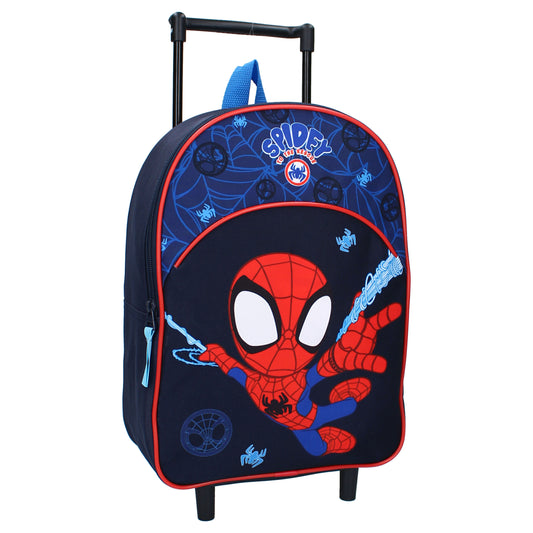 Spiderman Kinder Trolley mit Rollen großem Hauptfach und ausziehbarem Griff für Reisen