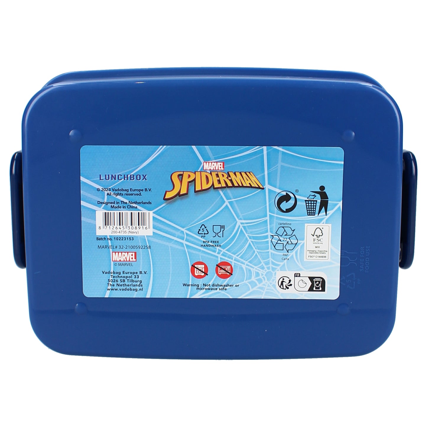 Spider-Man Brotdose – Dunkelblaue Lunchbox mit großem Aufdruck & Schnappverschluss