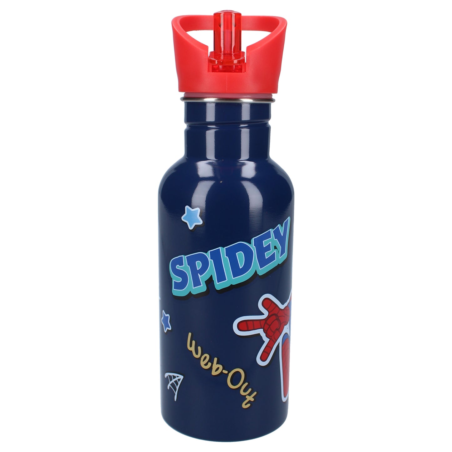 Spiderman Kinder Trinkflasche 500 ml mit Strohhalm und Twist-off-Verschluss aus Edelstahl