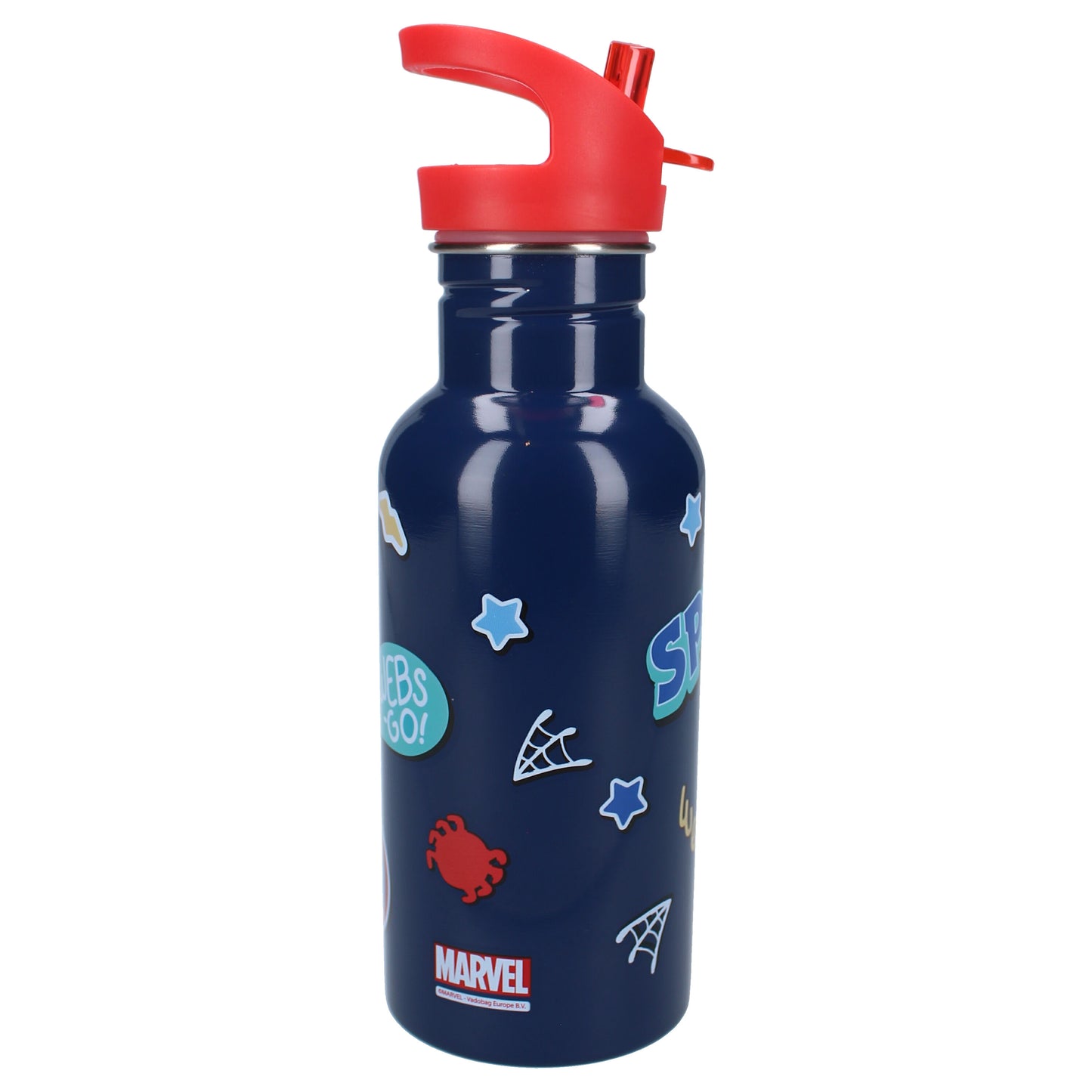 Spiderman Kinder Trinkflasche 500 ml mit Strohhalm und Twist-off-Verschluss aus Edelstahl