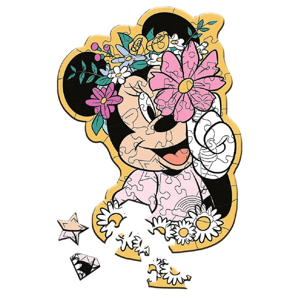 Minnie Mouse 50 Teile Holzpuzzle Bunte Disney-Deko für kleine Puzzler