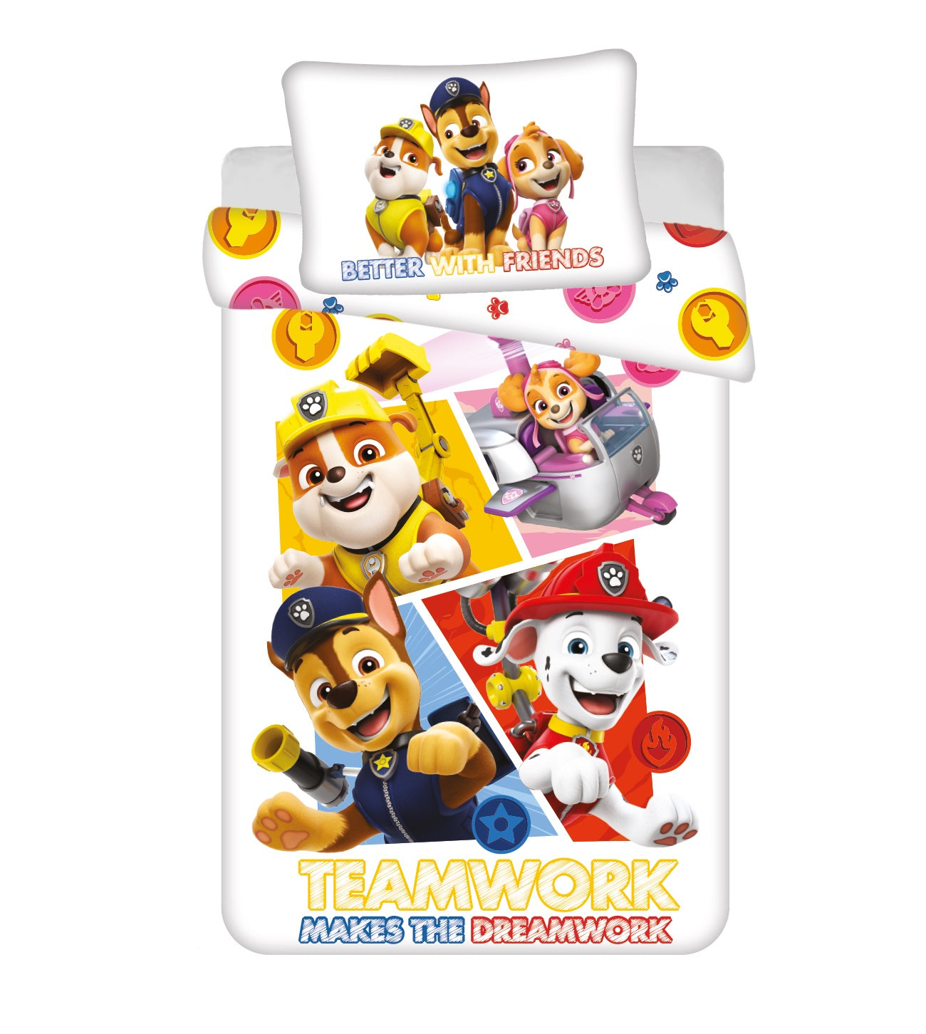 Paw Patrol Kinderbettwäsche – Bettbezug 100x135 cm & Kissenbezug 40x60 cm