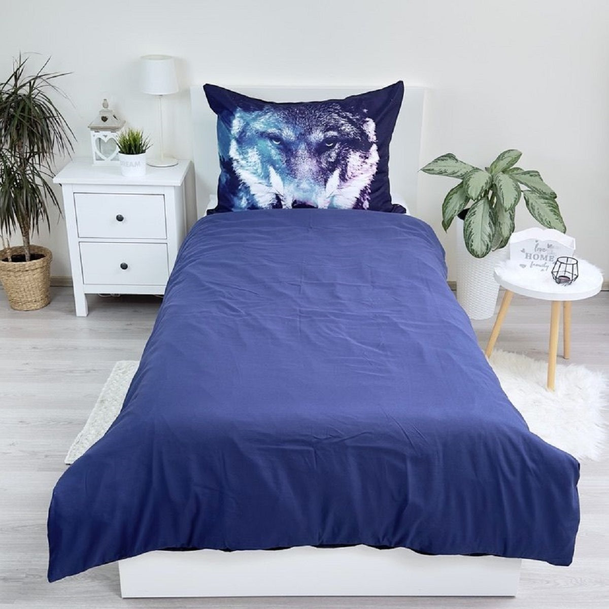 Blue Wolf Kuschelige Bettwäsche Polyester, 140x200 cm & 70x90 cm