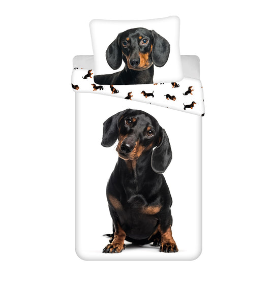 Dachshund Baumwoll-Bettwäsche 140x200 cm Weiches Bettbezug Set mit Kissenbezug 70x90 cm, pflegeleicht & langlebig