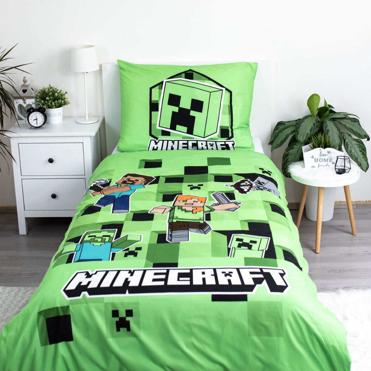 Minecraft Bettbezug 140 × 200 cm Kissenbezug 70 × 90 cm Polyester Mikrofaser