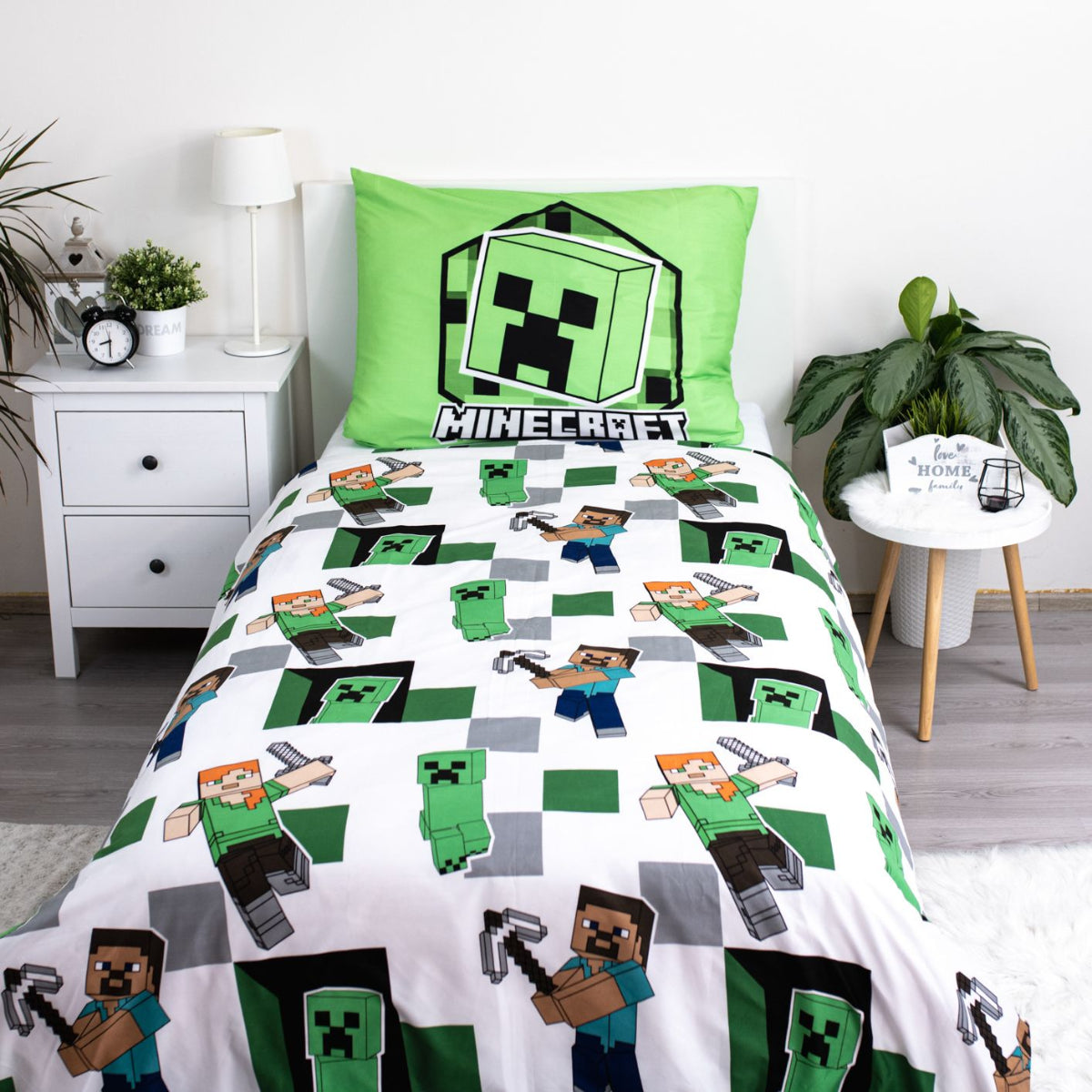Minecraft Bettbezug 140 × 200 cm Kissenbezug 70 × 90 cm Polyester Mikrofaser