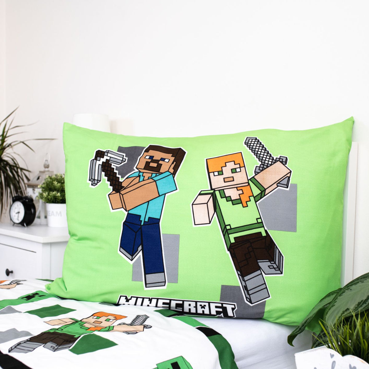 Minecraft Bettbezug 140 × 200 cm Kissenbezug 70 × 90 cm Polyester Mikrofaser
