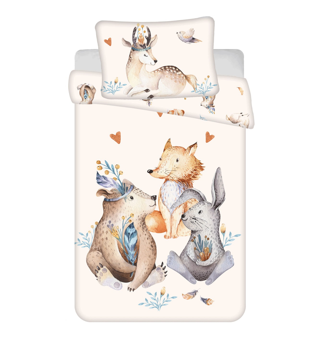 Animals Woodland Kinderbettwäsche – Bettbezug 100x135 cm & Kissenbezug 40x60 cm