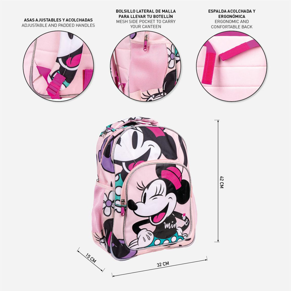 Disney Minnie Rucksack für Kinder – Freizeitrucksack & Kinderrucksack für Schule & Ausflüge